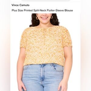 Vince Camuto Mustard Patterned Blouse